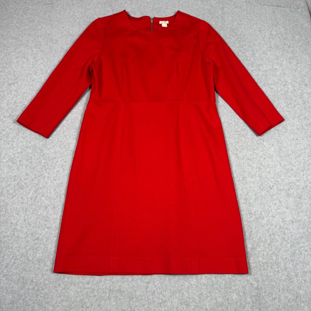 J.Crew Womens Red Ponte Christmas Holiday Party Dress Size 10 3/4 Sleeve